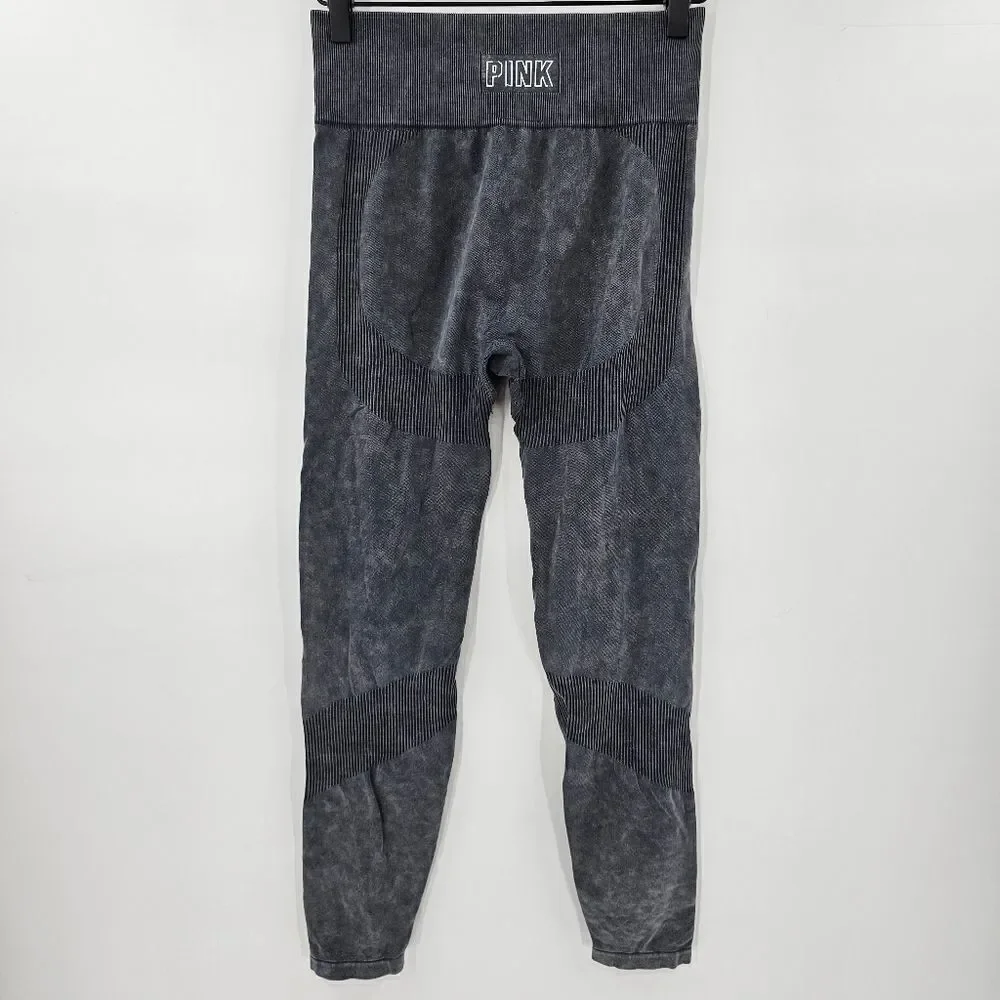 Victoria's Secret PINK medium seamless leggings gray acidwash black gym workout